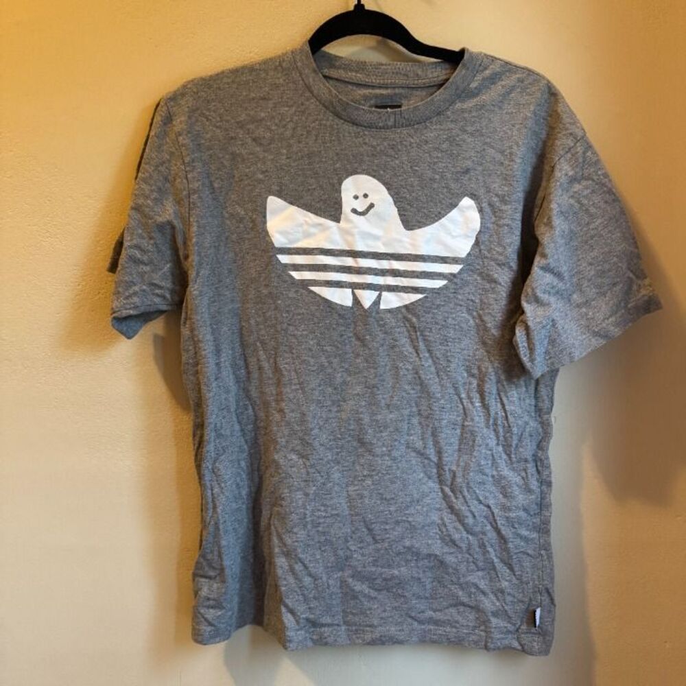 Adidas x Gonz Shmoo Mens M Ghost Skateboarding Trefoil T-shirt Gray Limited Rare